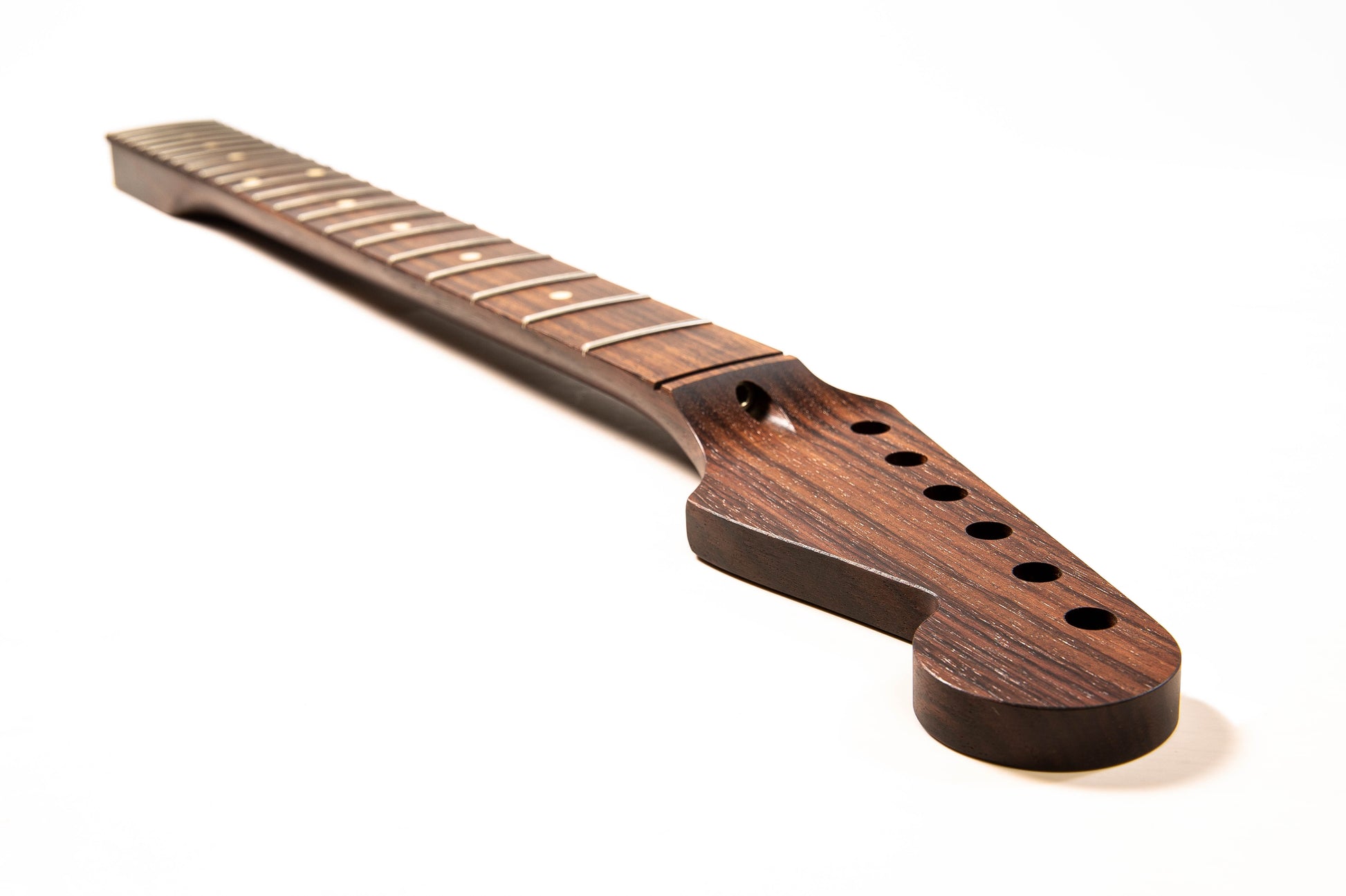 ap select rosewood strat neck angled headstock view
