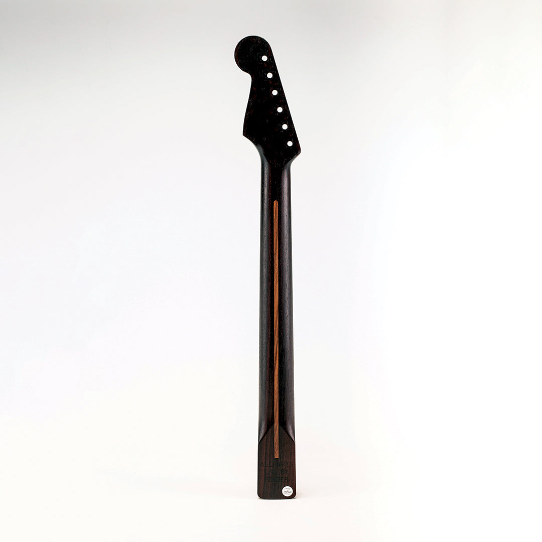 Rosewood colored guitar neck from the back
