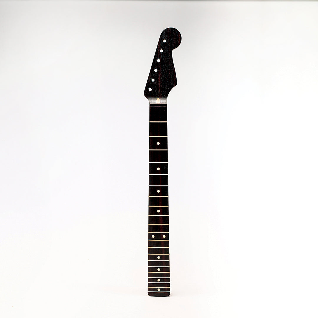 Rosewood colored guitar neck front view