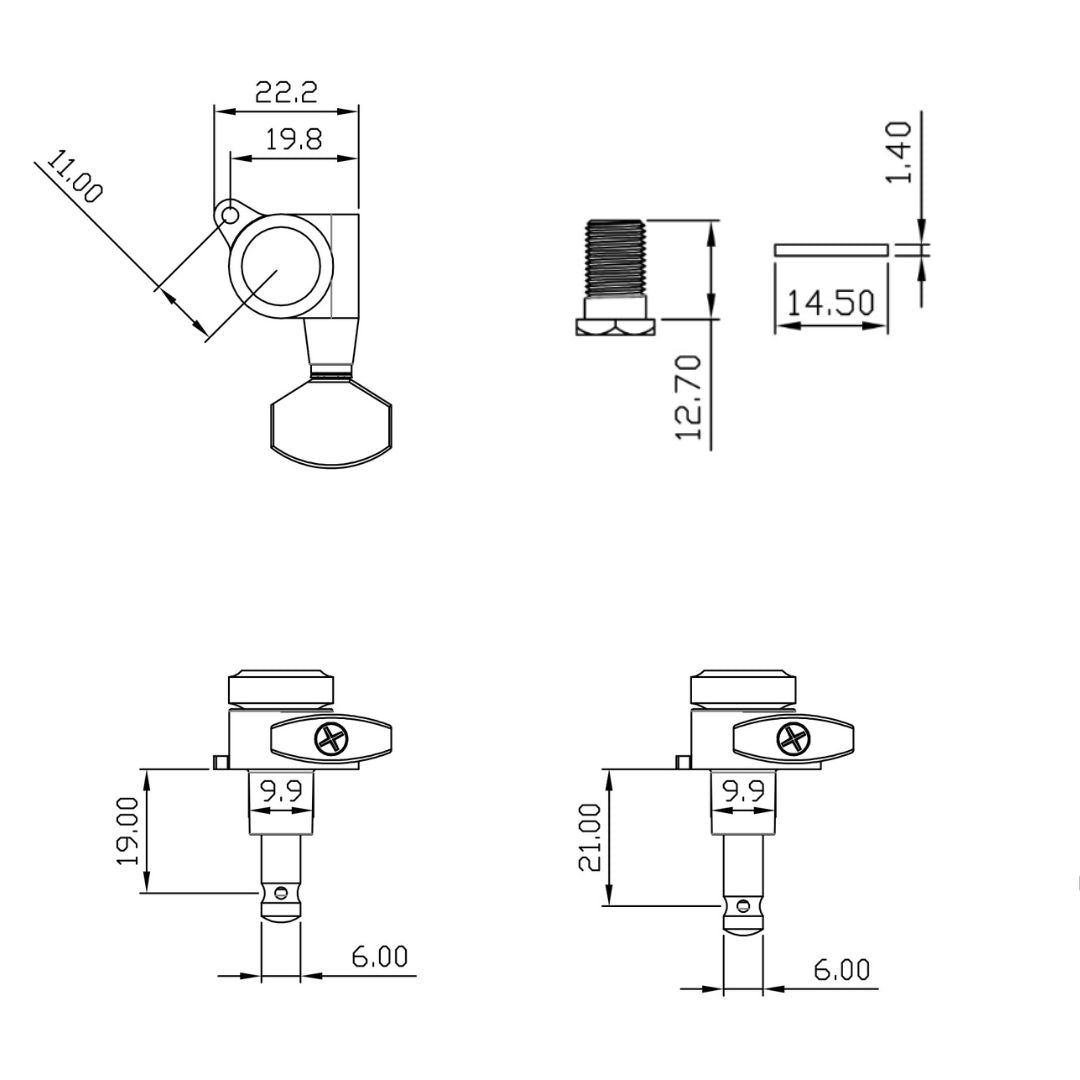 ALLPARTS ( オールパーツ ) Mid-Size Locking Tuners L6 Black 送料
