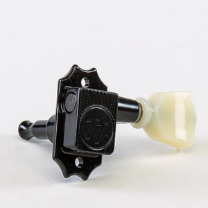 Allparts Top Tier vin mod 3x3 keys w/ cream plastic keystone button single front view black