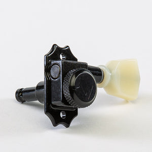 Allparts Top Tier 3x3 locking keys with cream plastic keystone button single black