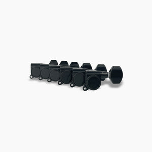 Allparts Top Tier midsize 6 in line tuner set view  black