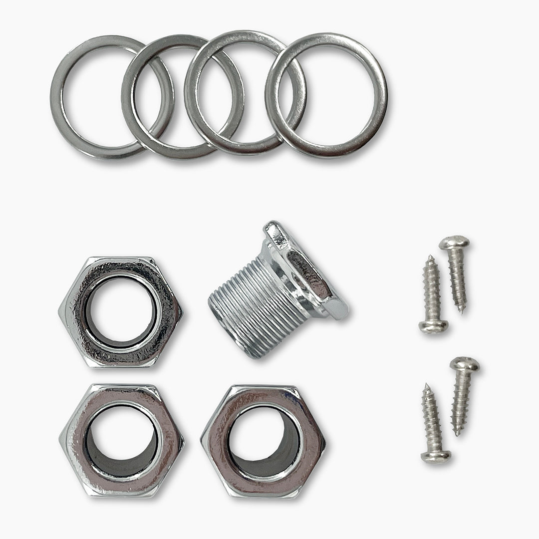 chrome inline bass key screws, washers, and rings