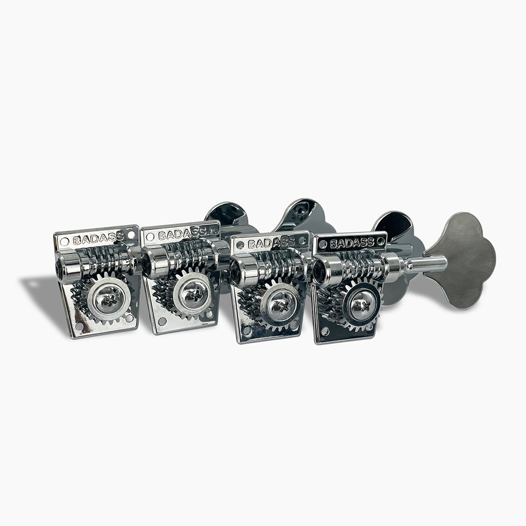 4 inline styled chrome bass keys with short posts angled view 