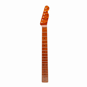 roasted flame maple tele neck front view