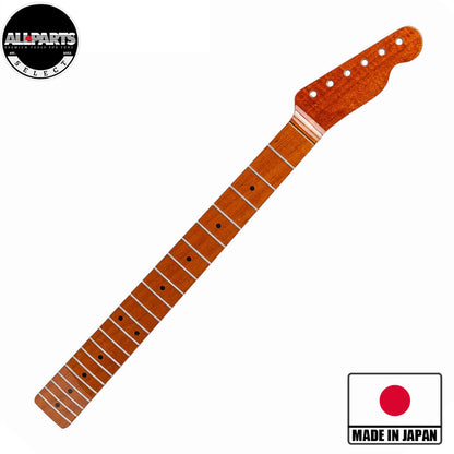 roasted maple tele neck front diagonal view with badges