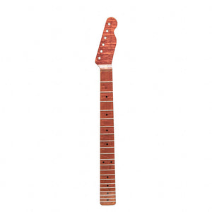 roasted flame maple tele neck front view