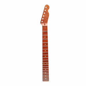 roasted flame maple tele neck front view