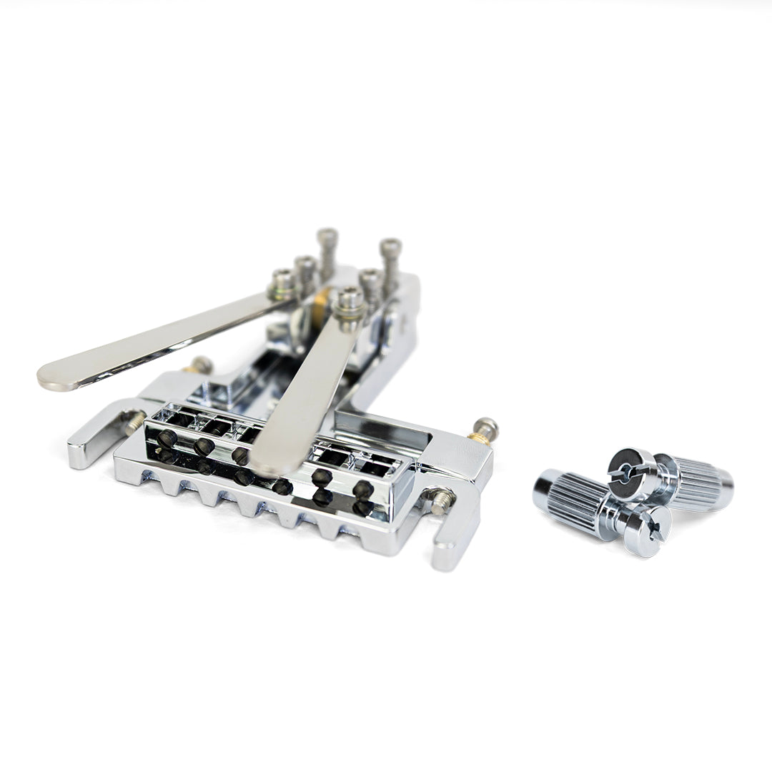 Certano Honky Tonk Special Tailpiece with Badass Wraparound Bridge Metric - Chrome - Next to Studs