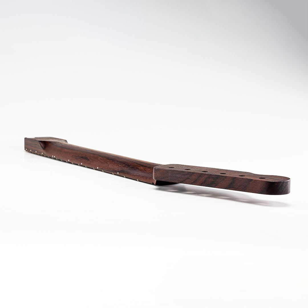 Rosewood neck for guitar facing down angled toward the front