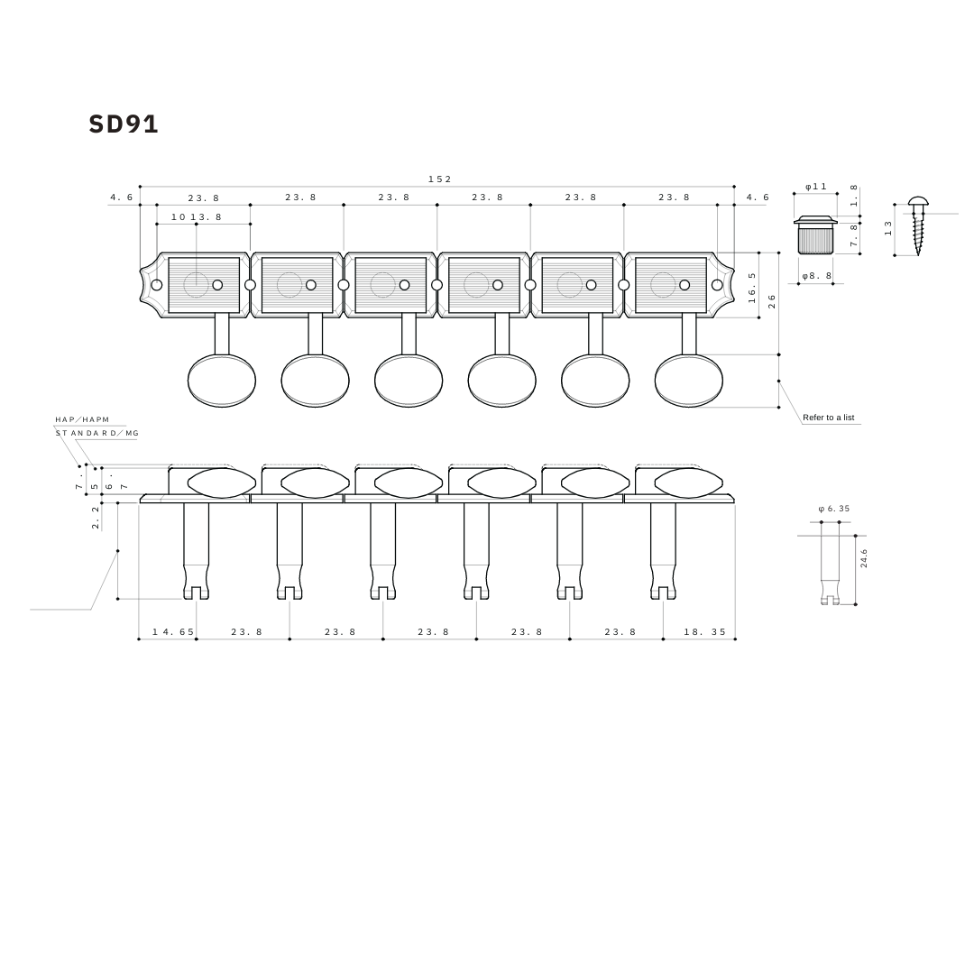 vintage style in line guitar key schematic