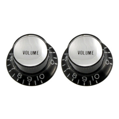 two black knobs with silver top