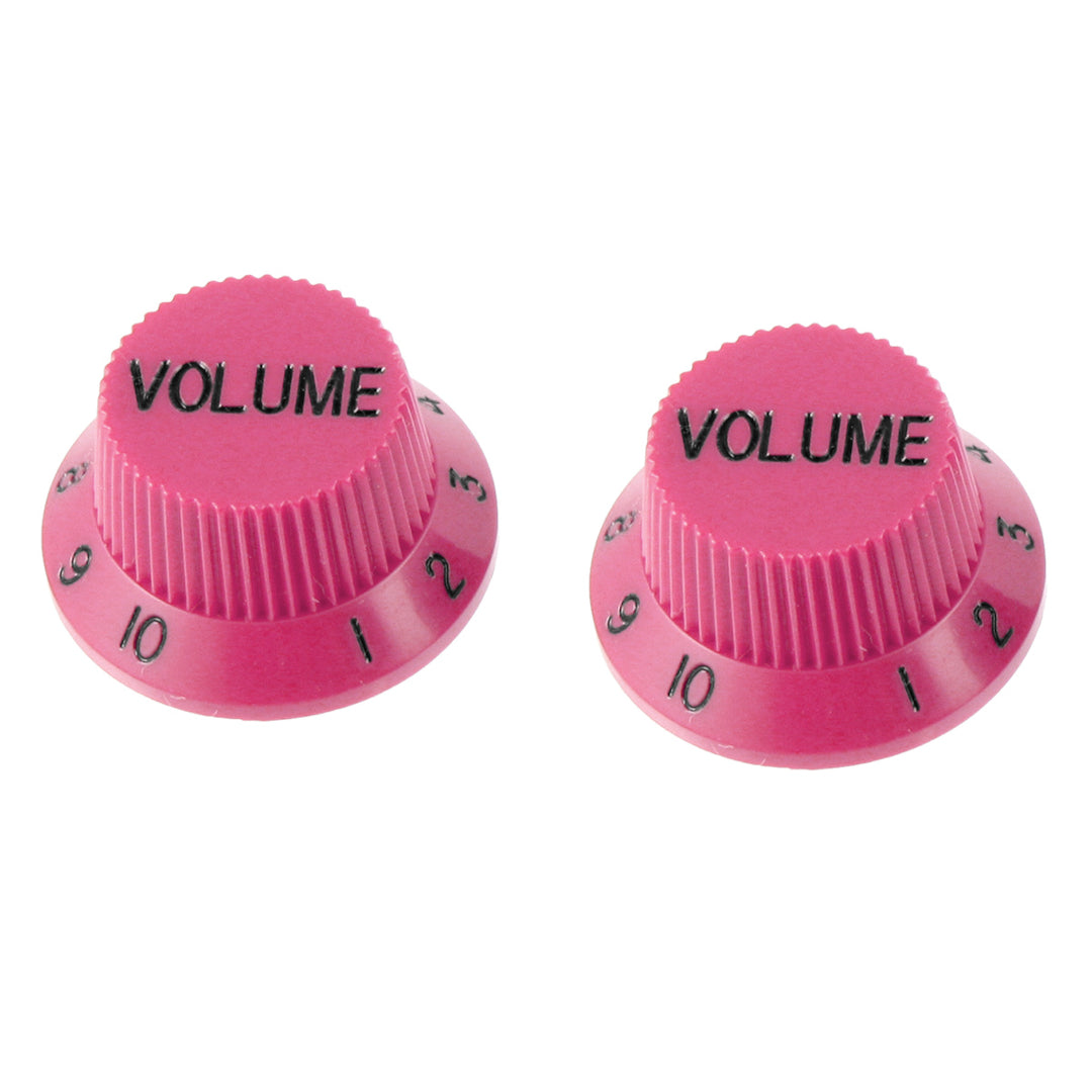 two hot pink volume knobs