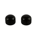 two mini black textured knobs front and back view