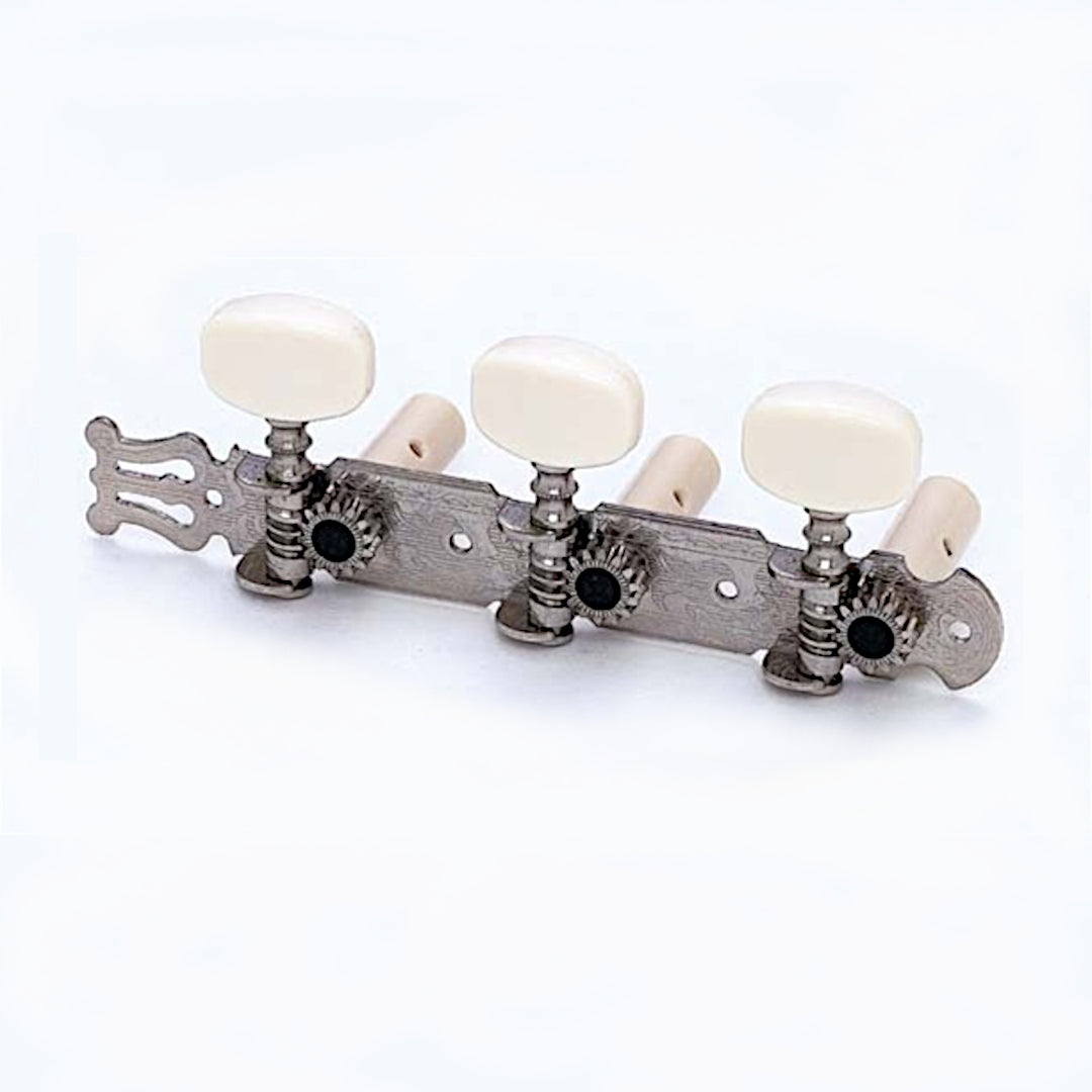 Classical Tuner Set nickel with white buttons