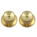 two gold knobs with reflective top