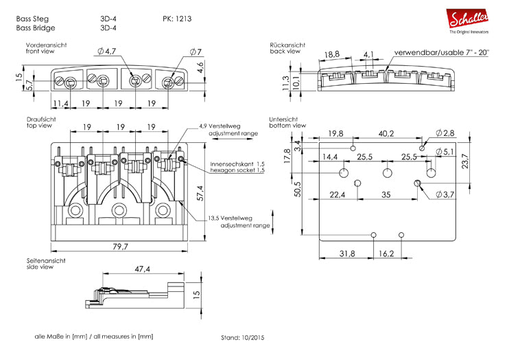 Schaller Roller Bass Bridge