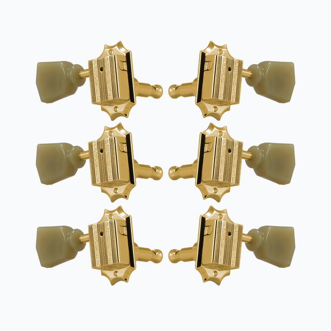 6 gold guitar tuning keys with stripes 