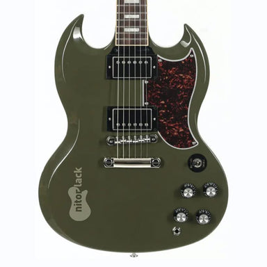 Olive Drab Nitrocellulose Spray painted guitar