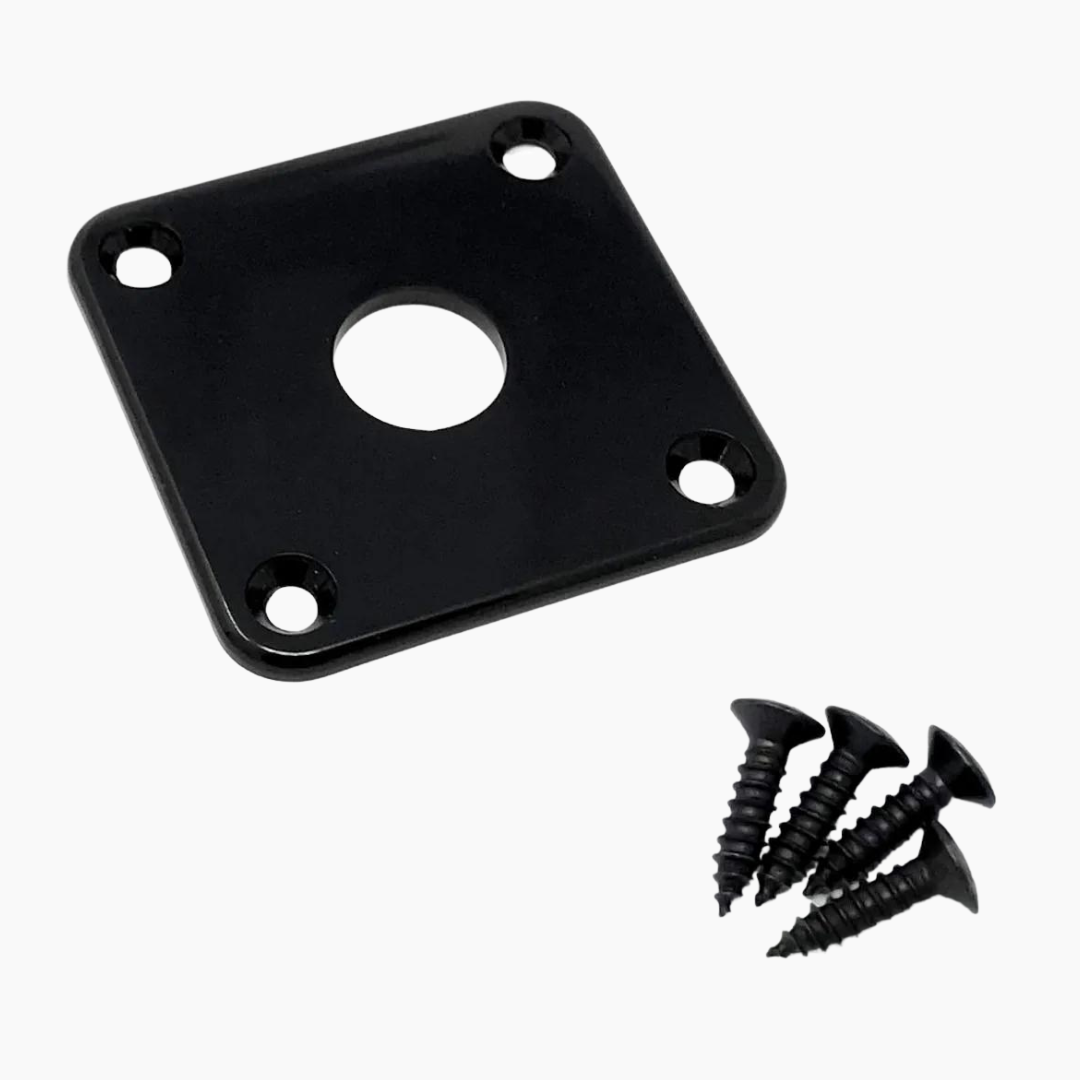 square plastic black jackplate with 4 black screws