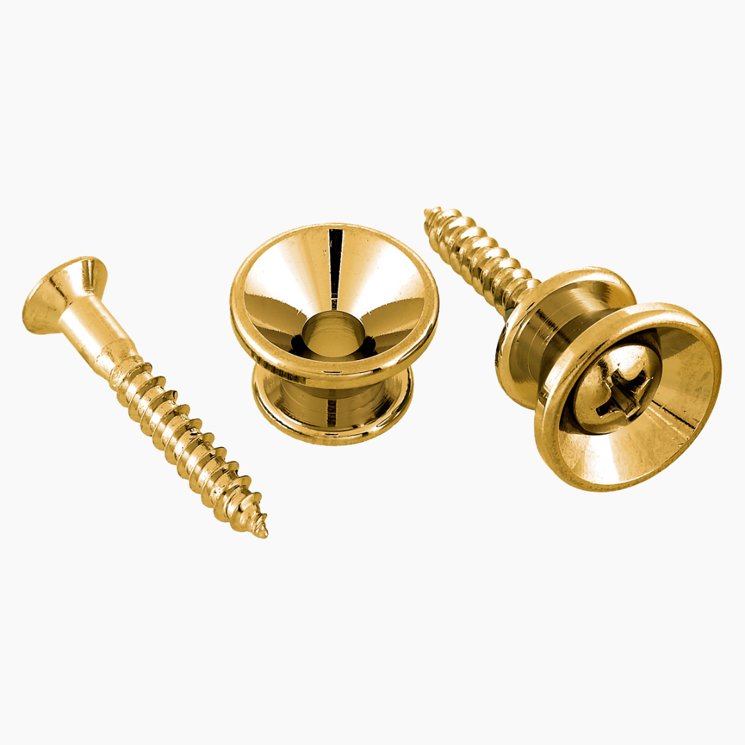 two gold colored screws and buttons