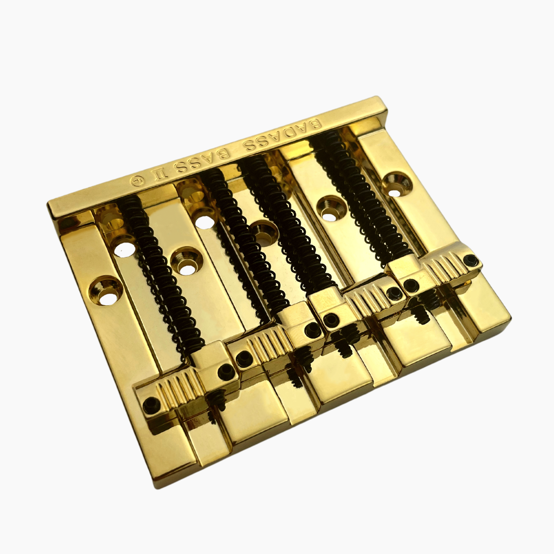 gold top side down 4-string bass bridge with  grooved saddles