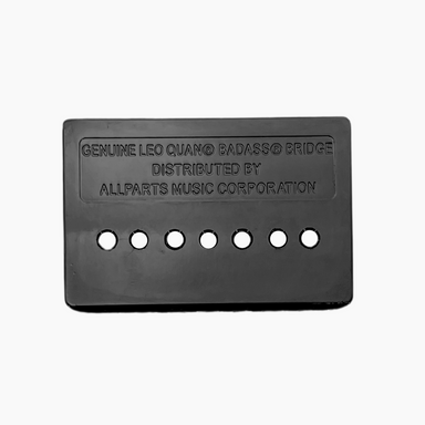 back side of version 3 black 4-string bass bridge