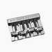 top side down view of chrome 4-string bass bridge version 3 with grooved saddles