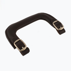 brown leather handle with 2 buckles