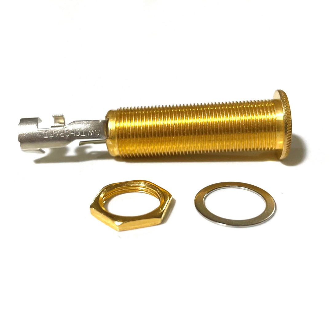 gold Long threaded jack with nut and washer