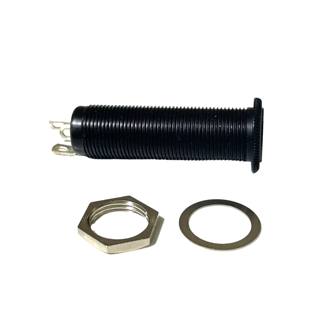 black Long threaded jack with nut and washer