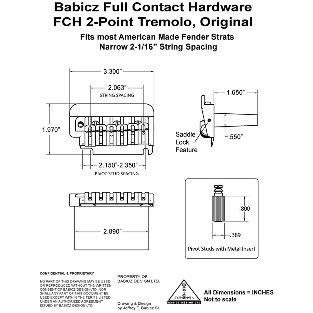 SB-3562-003 - Babicz Full Contact FCH 2PT TREMOLO BRIDGE, 6 String
