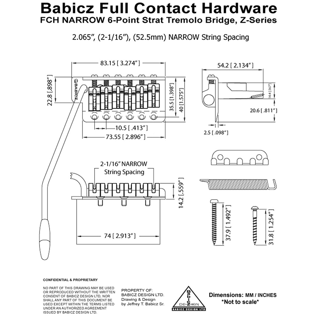 SB-3564-003 - Babicz Full Contact Babicz FCH Z Series 6 Hole Strat Tremolo Wide