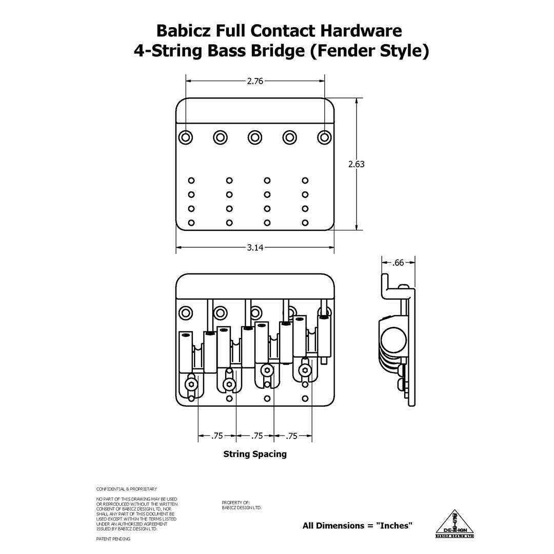 BB-3553-003 - Babicz Full Contact FCH4 BASS BRIDGE, 4 String Top Load