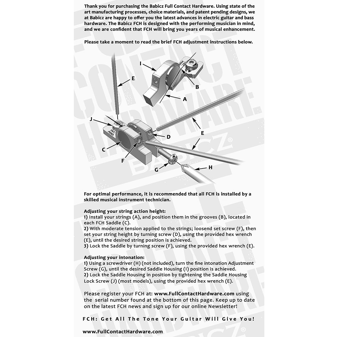 FIXED BRIDGE, 6 String schematic instuctions