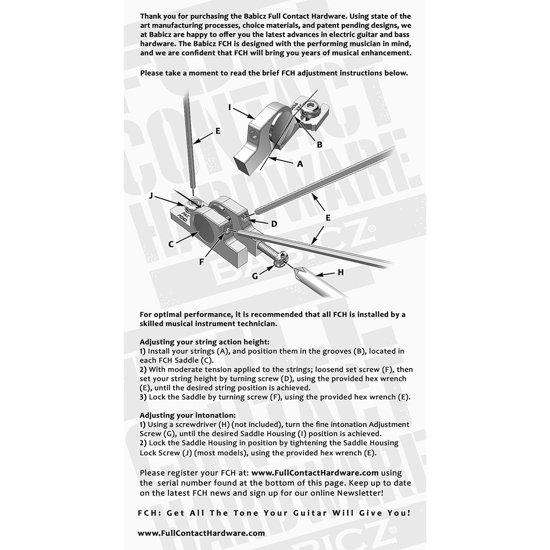 SB-3545-010 - Babicz Full Contact FCH 2PT TREMOLO BRIDGE, 6