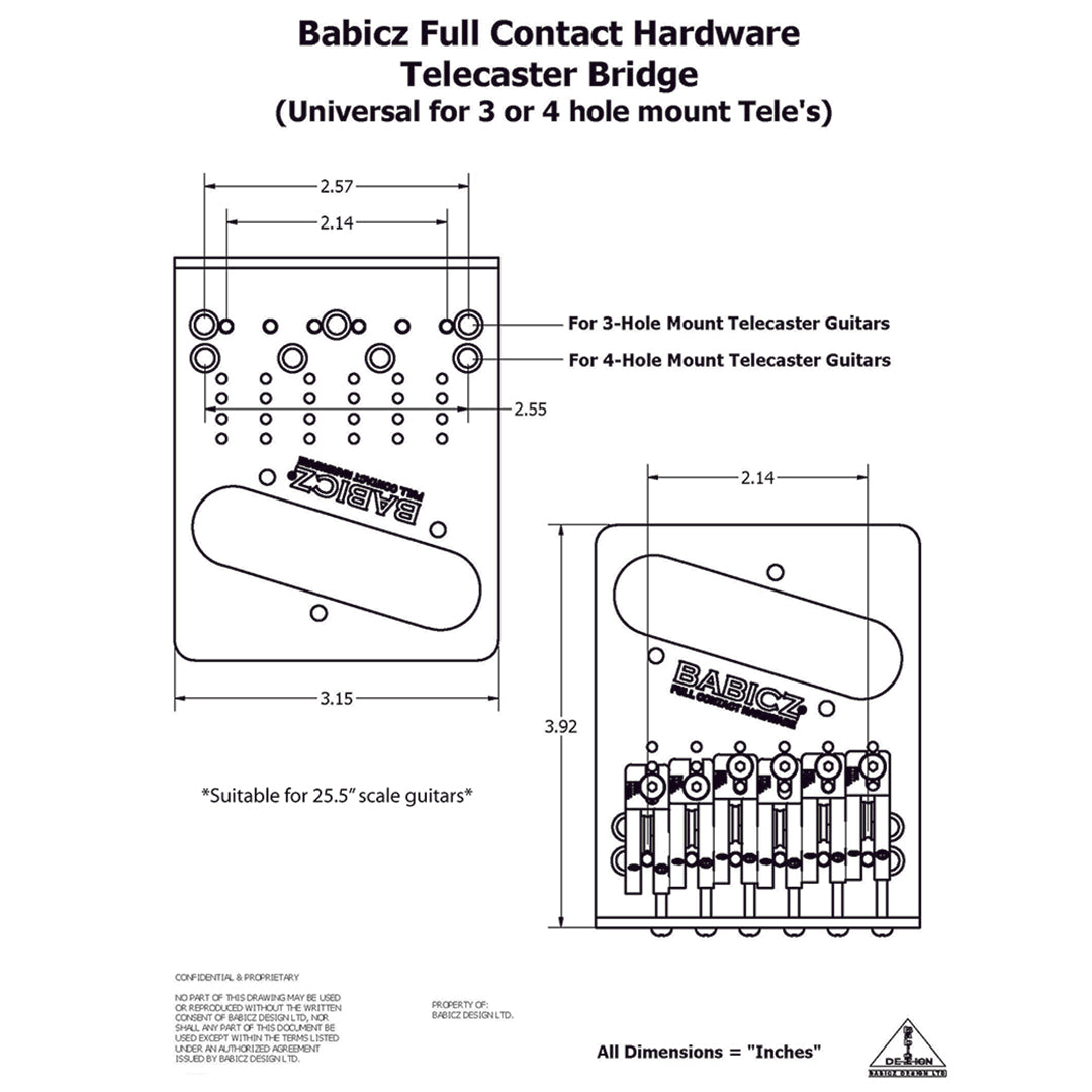 TB-3561-003 - Babicz Full Contact FCH6 TELE STYLE BRIDGE, 6 String