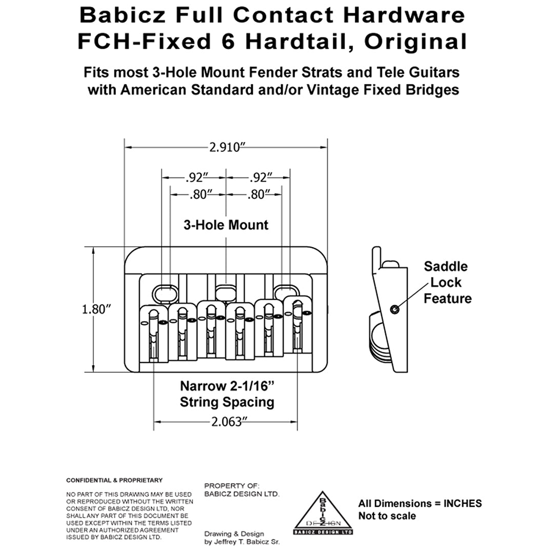 GB-3546-010 - Babicz Full Contact FCH6 FIXED BRIDGE, 6 String