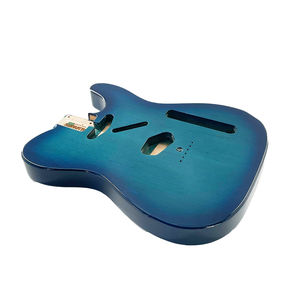 angled view of tellocaster ocean blue guitar
