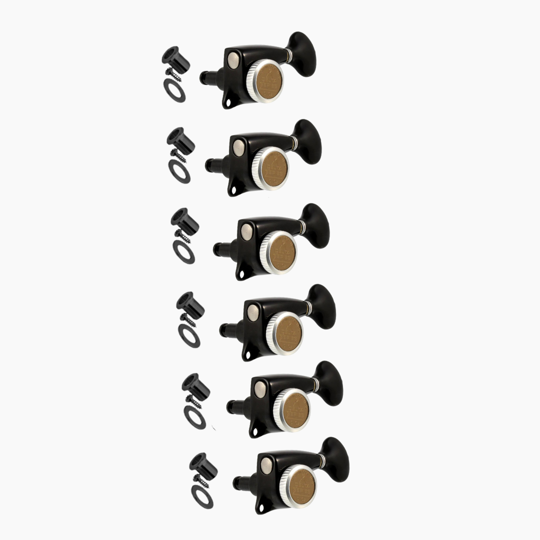 Telecaster® & Stratocaster® Neck Hardware Kit with Locking Tuners - Black Finish