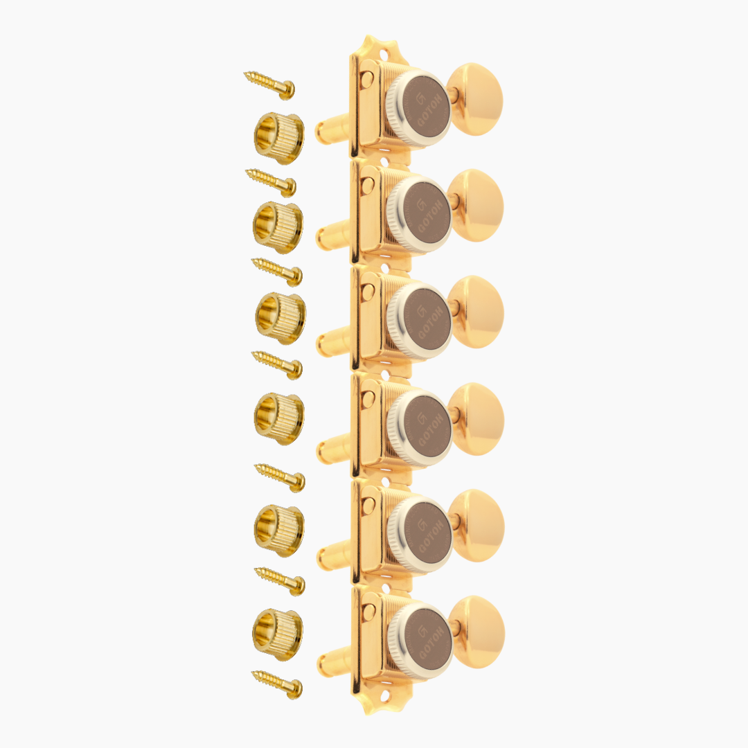 Telecaster® & Stratocaster® Neck Hardware Kit with Locking Tuners - Gold Finish