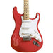 Hot rod red nitrocellulose spray painted guitar