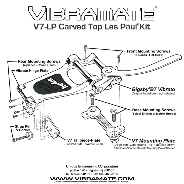 B7-LP-KIT - Bigsby B7 Les Paul Kit - includes Vibramate, Bigsby & Roller Bridge