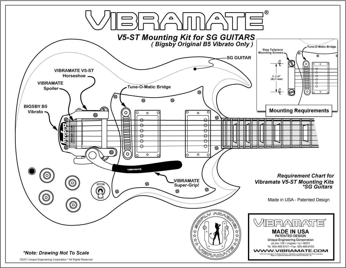 TP 3741 Vibramate V5 ST for Bigsby B5 and SG Allparts Music